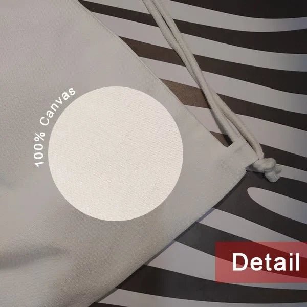 Deco l Face Backpack Art Canvas Reusable Bag Mesh Fashion Horn Drawstring Line Shopping