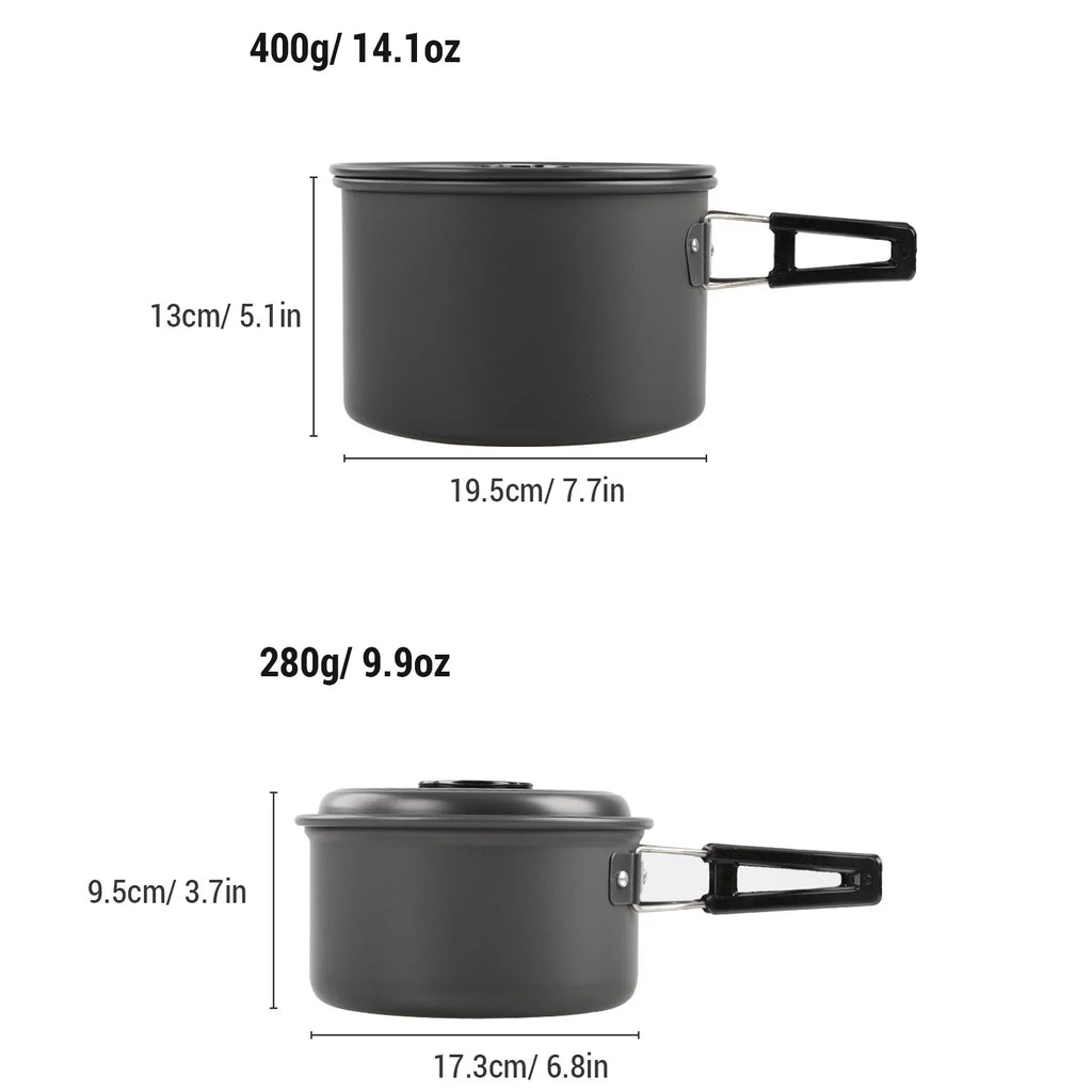 and Mess for Kit, Pot Cookware Aibecy with Set Pan Backpacking Camping and Cooking Non-Stick Kettle