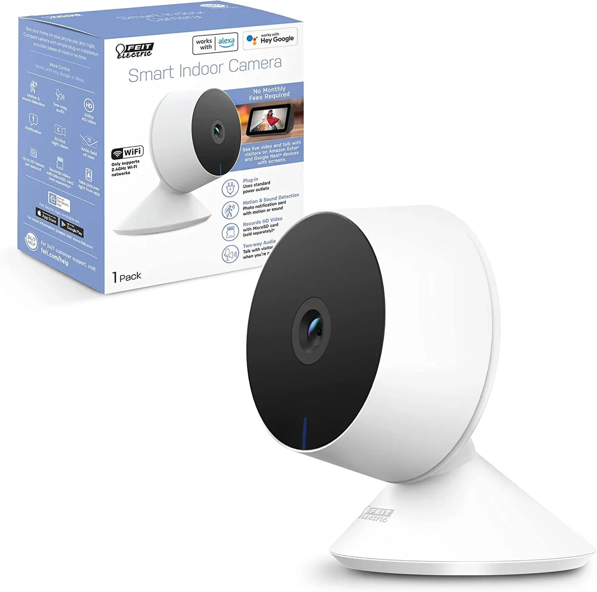 Night Camera Feit Motion , Audio, Electric Detection, Camera, Works 2-Way Indoor 2.4GHz with Vision,