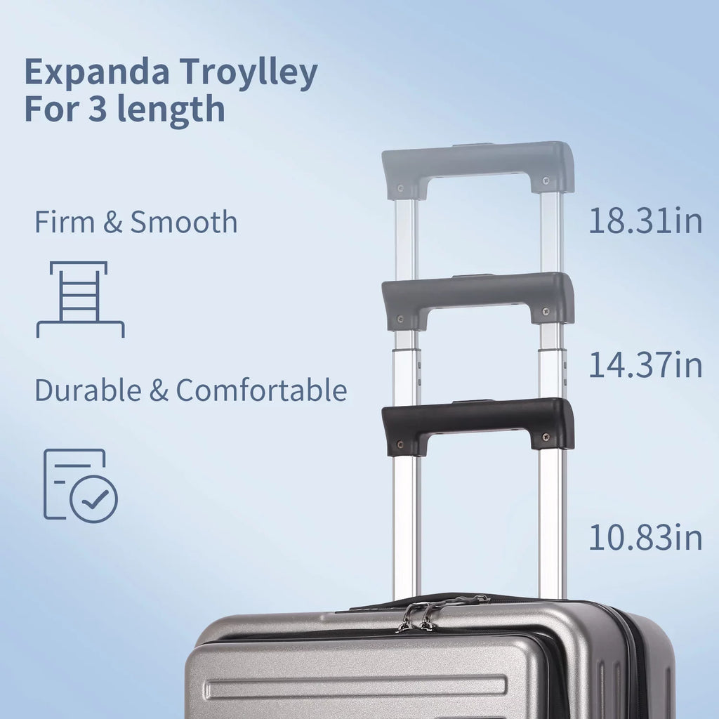 20/24 Inch Suitcase Luggage & with Grey Front Set, 65L,Dark 2 Piece Pocket TSA Lightweight + Expandle, Lock 37~41L Inch Hardshell 20 Spinner 24 with Laptop 20 Only Wheels, & ABS+PC