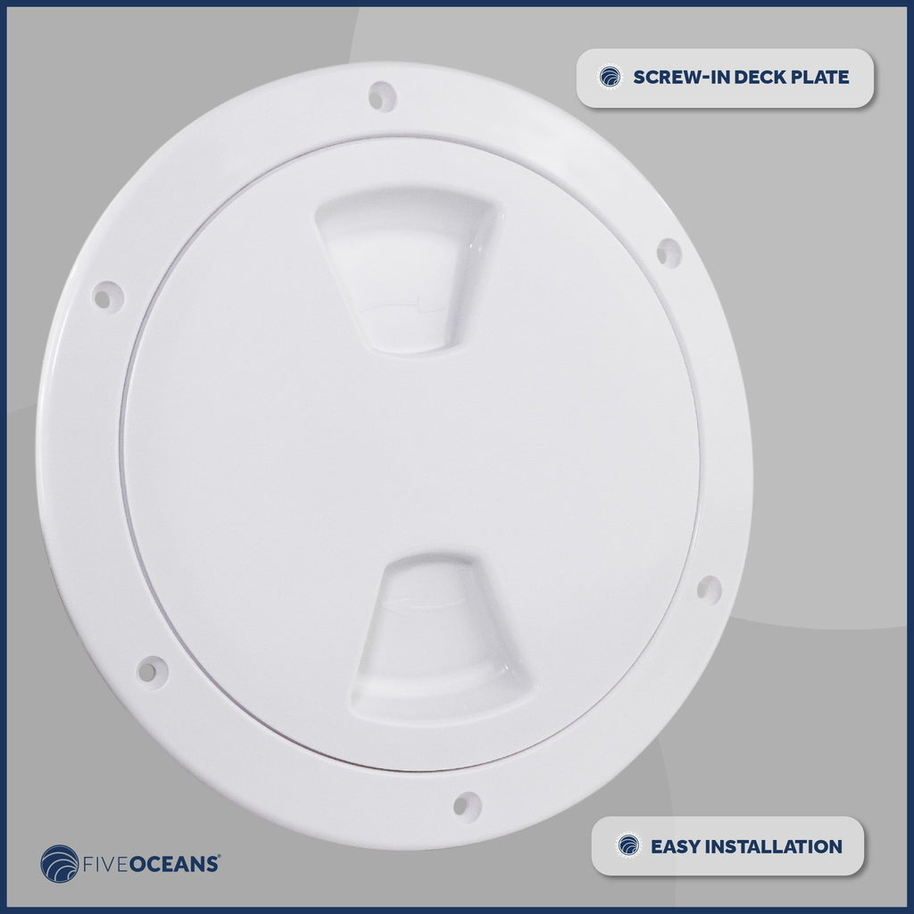 UV-Resistant Detachable and Boat, Inspection for Fishing Marine Caravan FO4467 Boat, Cover Pontoon, White Storage Hatch, Hatch - Deck Plastic, Five RVs, Bag, Bass Oceans 6" Plate Round Boat with ABS