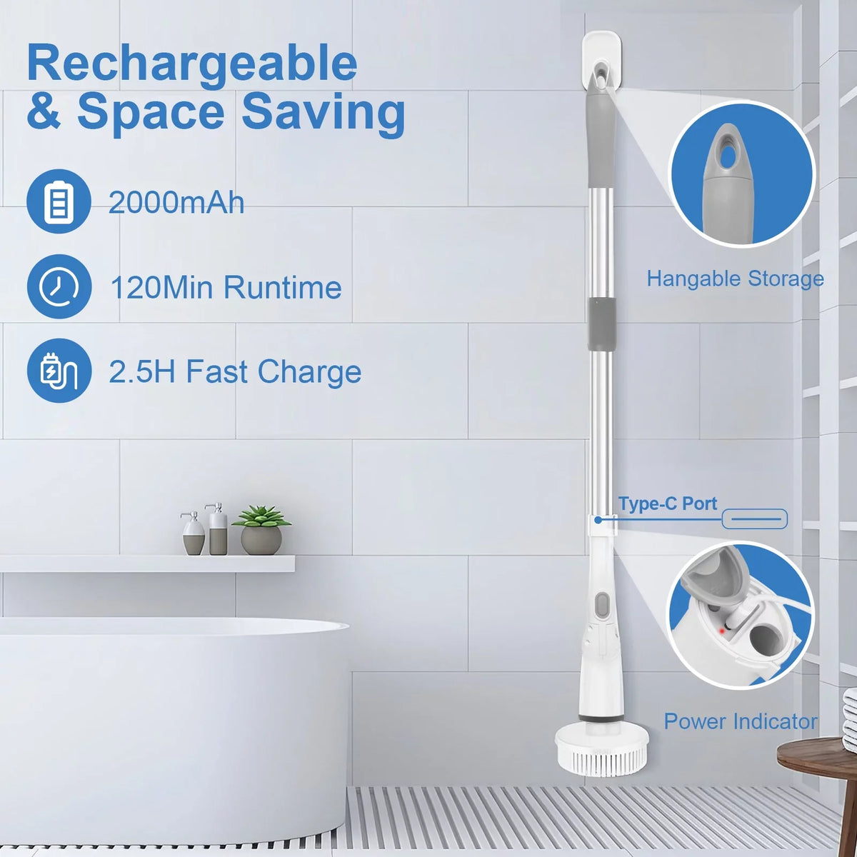 Scrubber, Bathroom Tile, Brush, Spin Bathtub, Replaceable Electric Cleaning Fixdono Scrubber 6 Cordless Cleaning for Floor Heads