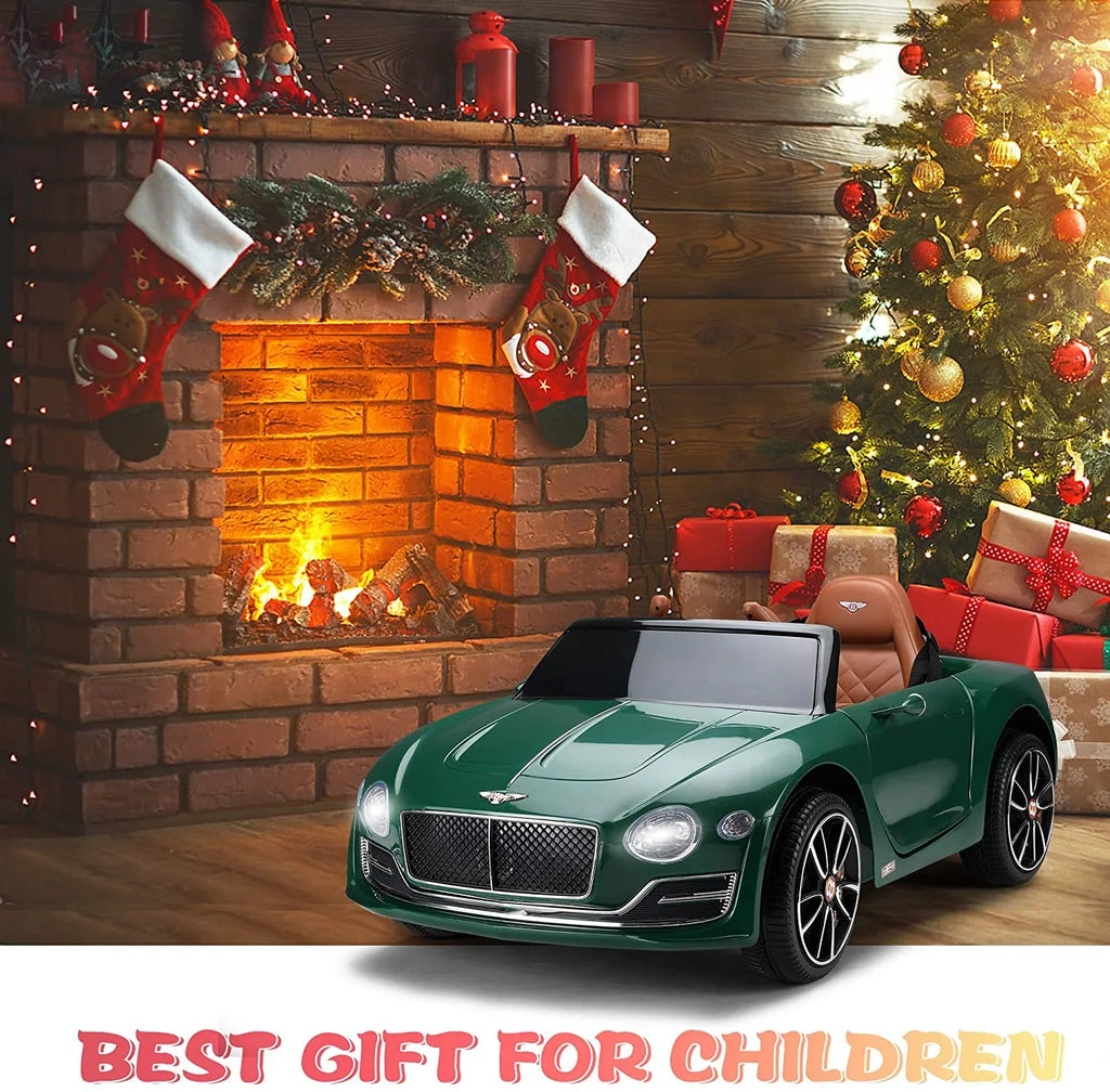 on Age Car Licensed Ride Boys 3+, Official Electric Remote Girls Ride for Music, with Car, Control, Car LISUEYNE on Bentley 12V Green