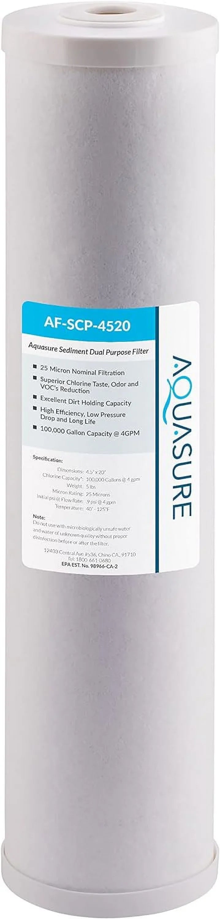 x Mesh Micron Filter 25 Carbon Replacement 4.5" House + GAC Water - Sediment Whole 20"