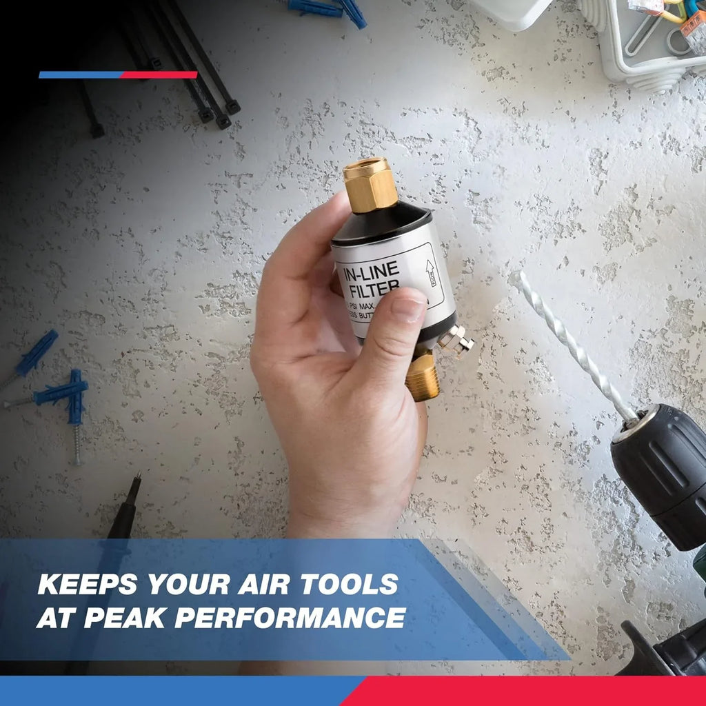 Tool Line Compressor Outlet Black | Protect Optimize Accessory | Water and 1/4" Air 30253A Tools Oil for and | Pneumatic NEIKO of Lifespan NPT Air Performance, and Air 150 | Inlet Separator | PSI