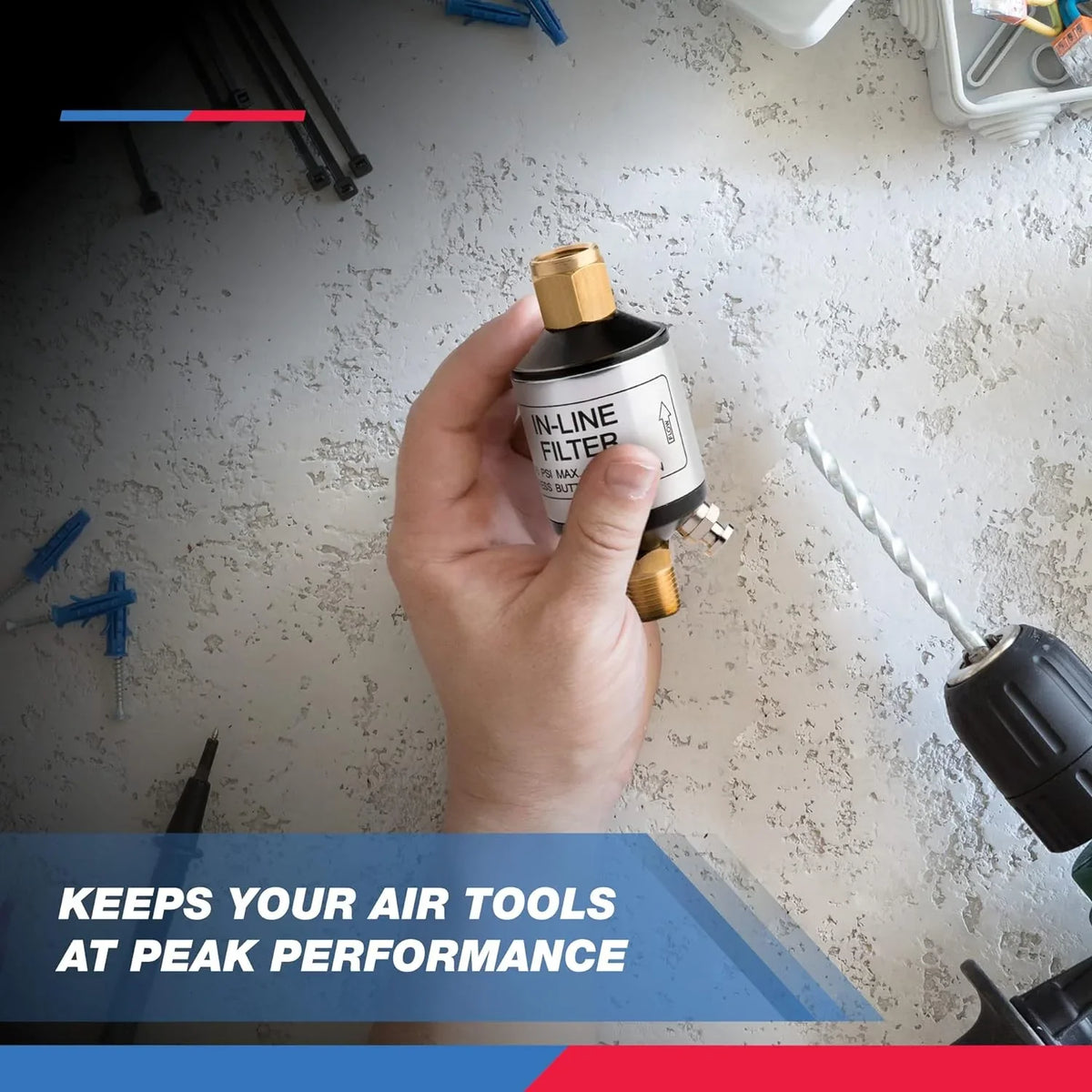 Tool Line Compressor Outlet Black | Protect Optimize Accessory | Water and 1/4" Air 30253A Tools Oil for and | Pneumatic NEIKO of Lifespan NPT Air Performance, and Air 150 | Inlet Separator | PSI