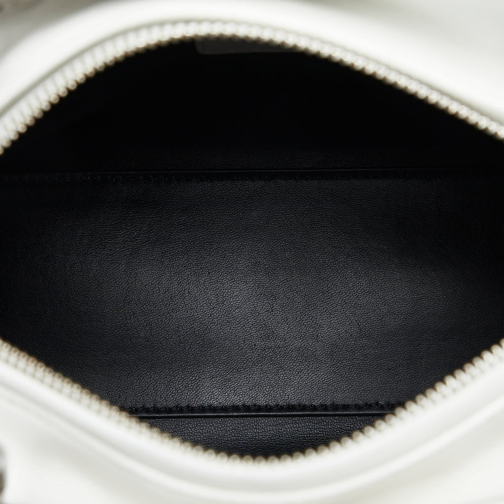 Lambskin Authenticated (Good) Satchel Lady Paradise White Unisex Leather Pre-Owned Medium Dior