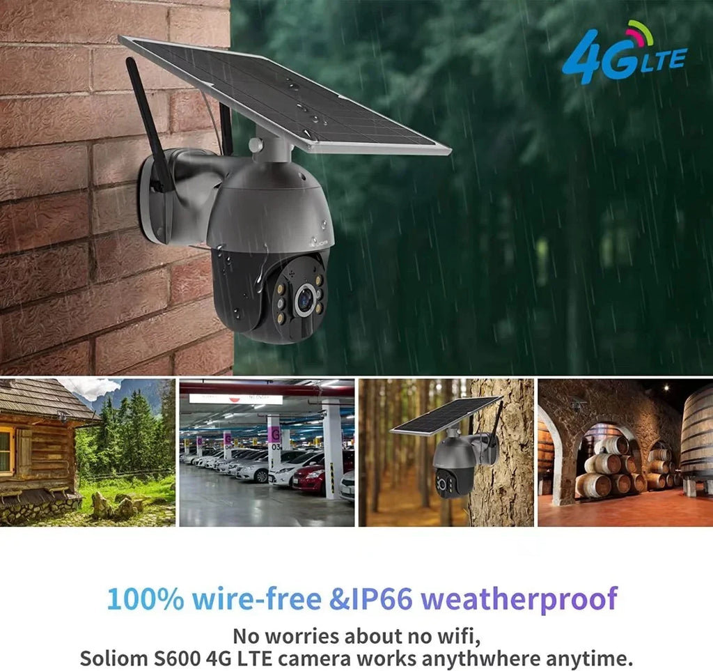 Tilt Spotlight,1080P Outdoor Camera Batteries,S600-4G 3G/4G Soliom Wireless,Pan 360°View Motion,No Wifi,Rechargeable LTE HD,PIR Security