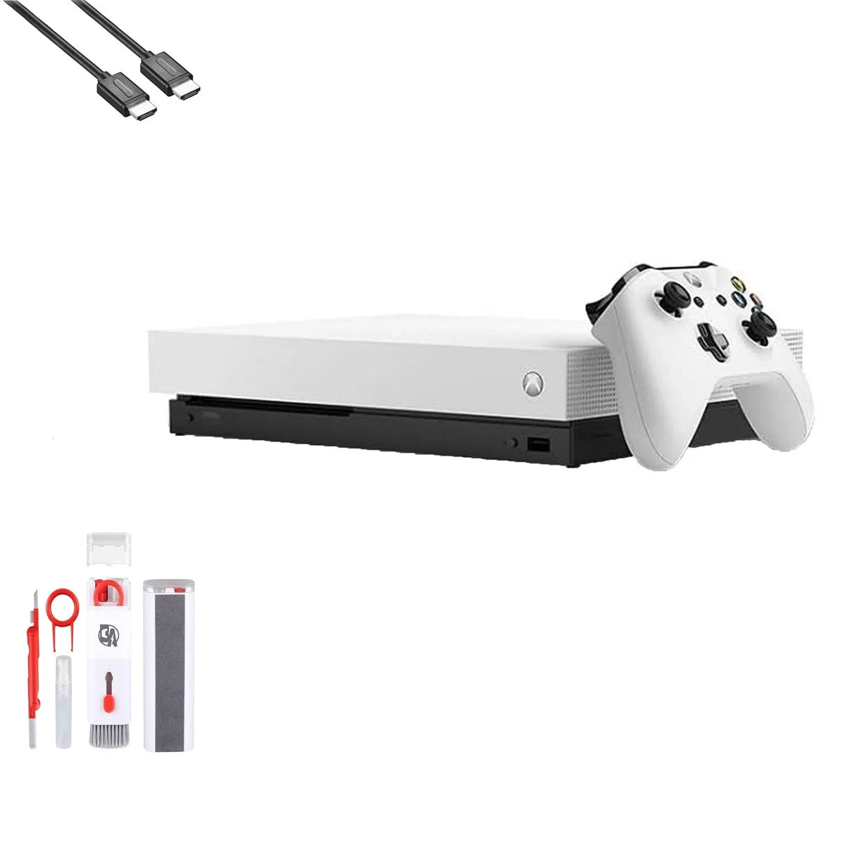 HDMI White Bundle Cleaning X (Refurbished: AXTION with Microsoft Like One BOLT Xbox Ultra New) Pre-Owned HD 1TB, 4K Kit
