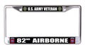 Veteran Plate License Chrome Army U.S. Airborne 82nd Frame