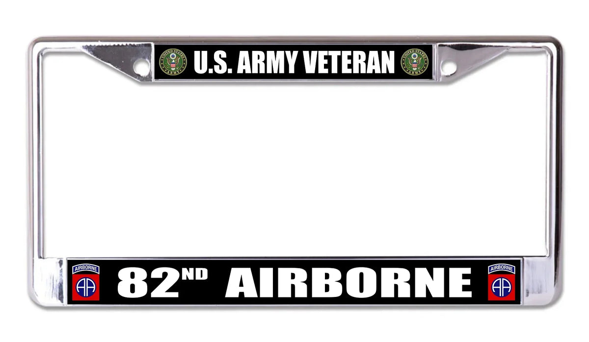 Veteran Plate License Chrome Army U.S. Airborne 82nd Frame