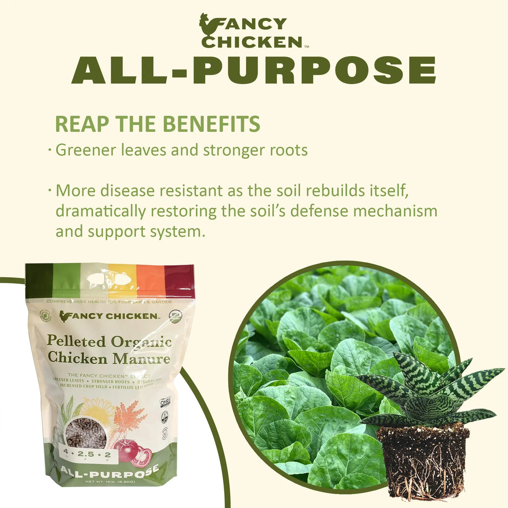 4-2.5-2 for 15 Plant and Chicken Organic, Lawn Fancy All-Purpose Food Pelleted USDA Garden, Chicken Organic LB Manure