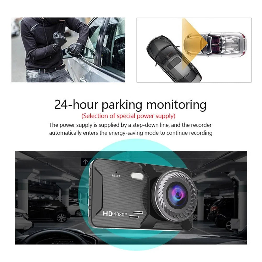 Recorder Dual Front G-Sensor Camera Rear Car Dash DVR Cam 1080P 4\\\" Touch Screen