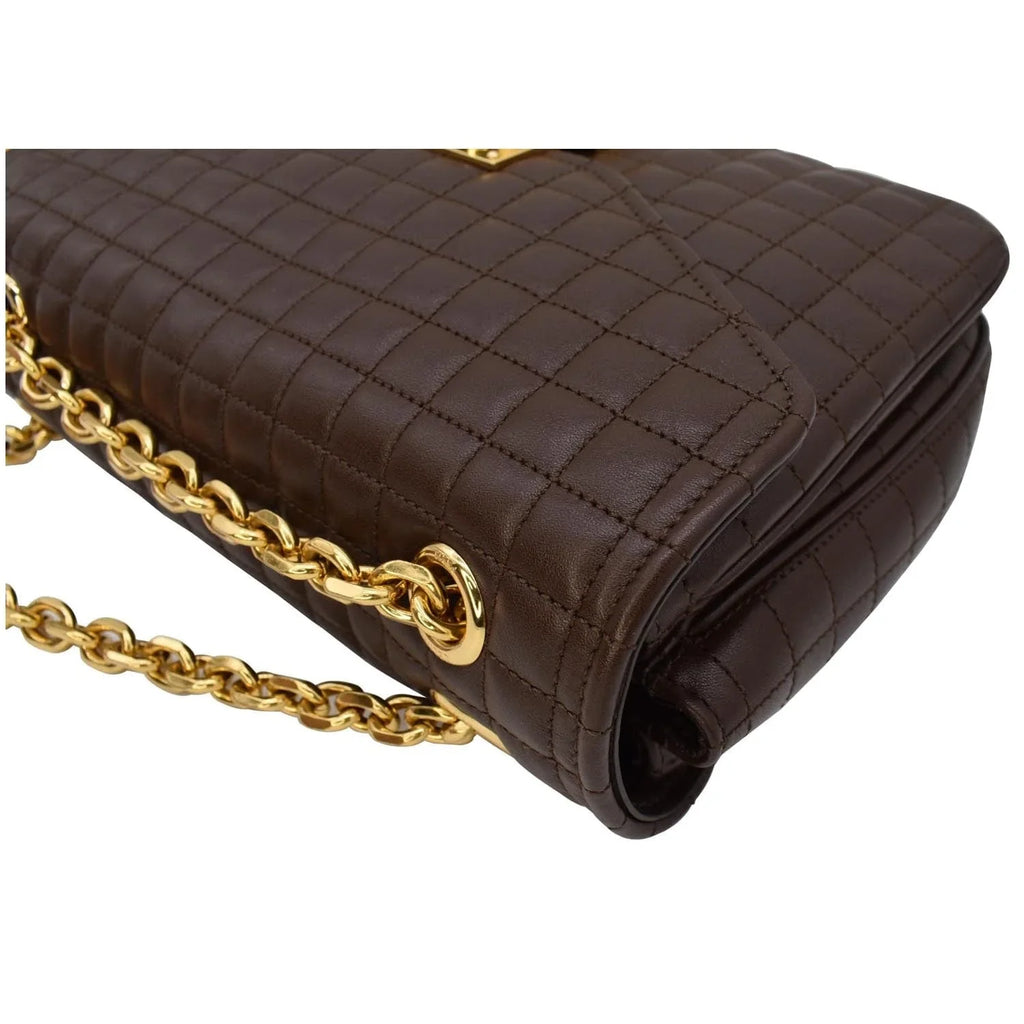 Bag C Medium Pre-owned Leather Crossbody Quilted CELINE Khaki