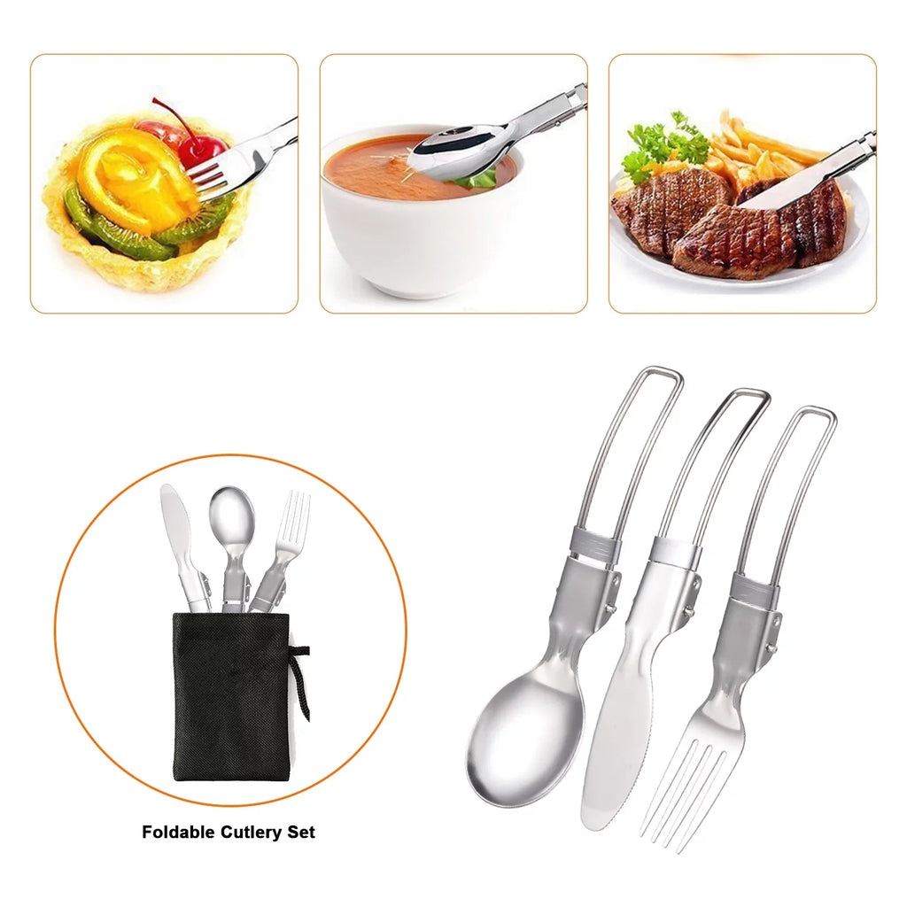 ammoon Set with Steel Stove Cutlery Picnics Cooking Lightweight and Stainless for Backpacking Aluminum Pot Utensils Ideal Camping and