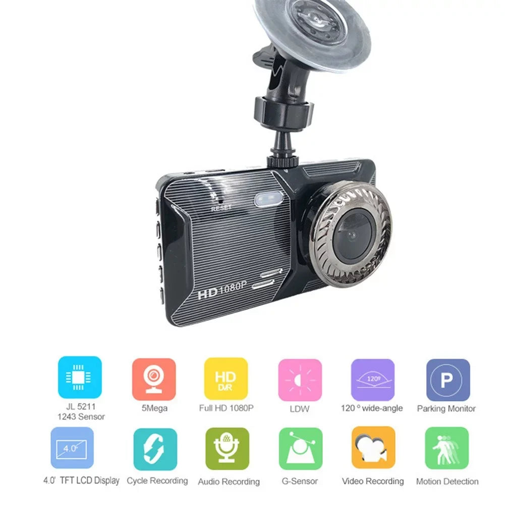 Recorder Dual Front G-Sensor Camera Rear Car Dash DVR Cam 1080P 4\\\" Touch Screen