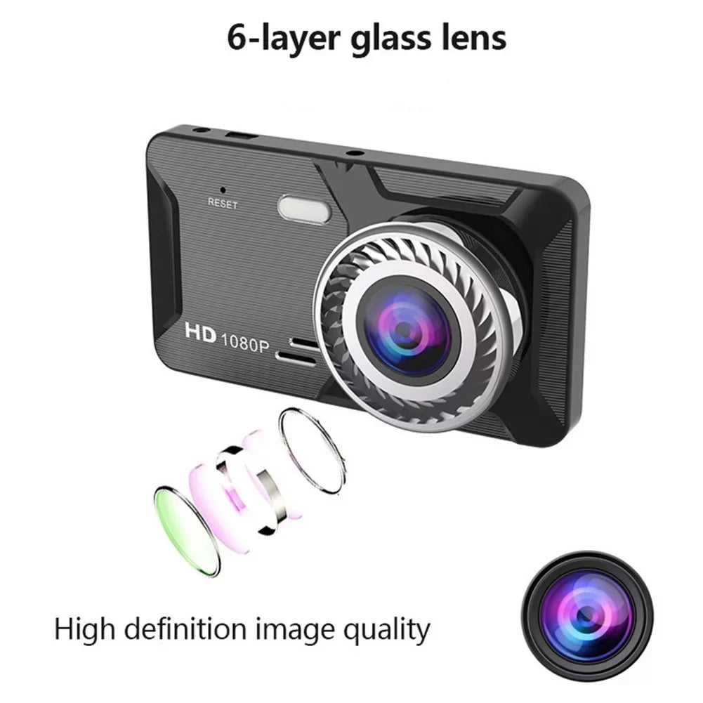 Recorder Dual Front G-Sensor Camera Rear Car Dash DVR Cam 1080P 4\\\" Touch Screen