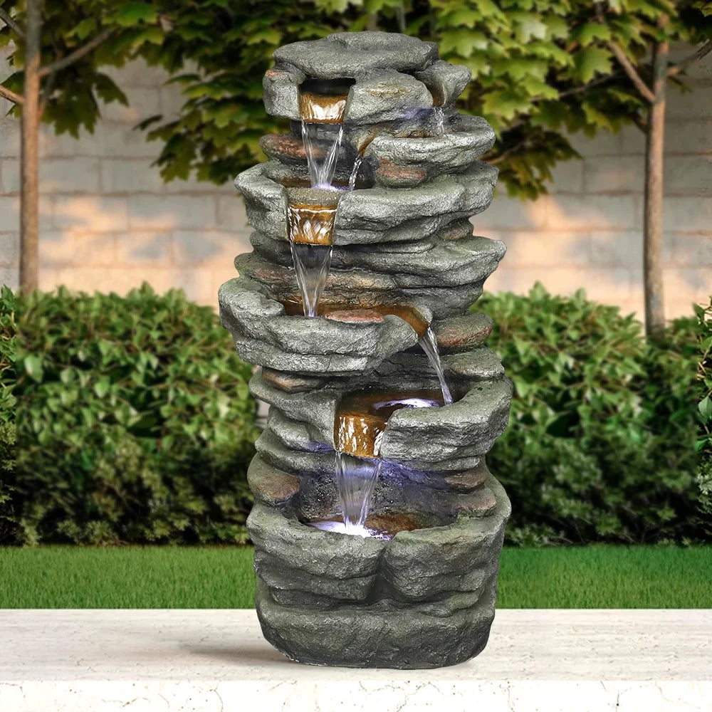 32.6inches with Water Fountain Lights Kmowoo Led Rock