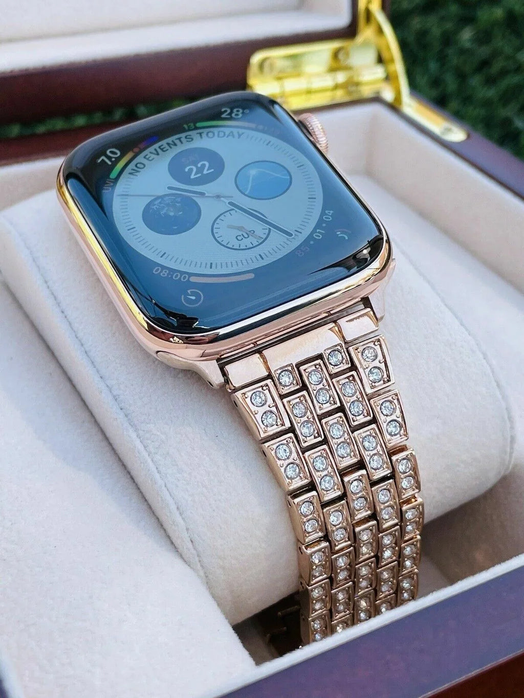 Band Custom Gold SERIES 7 Rose 24K Gold 45MM Rose iWatch Steel Stainless