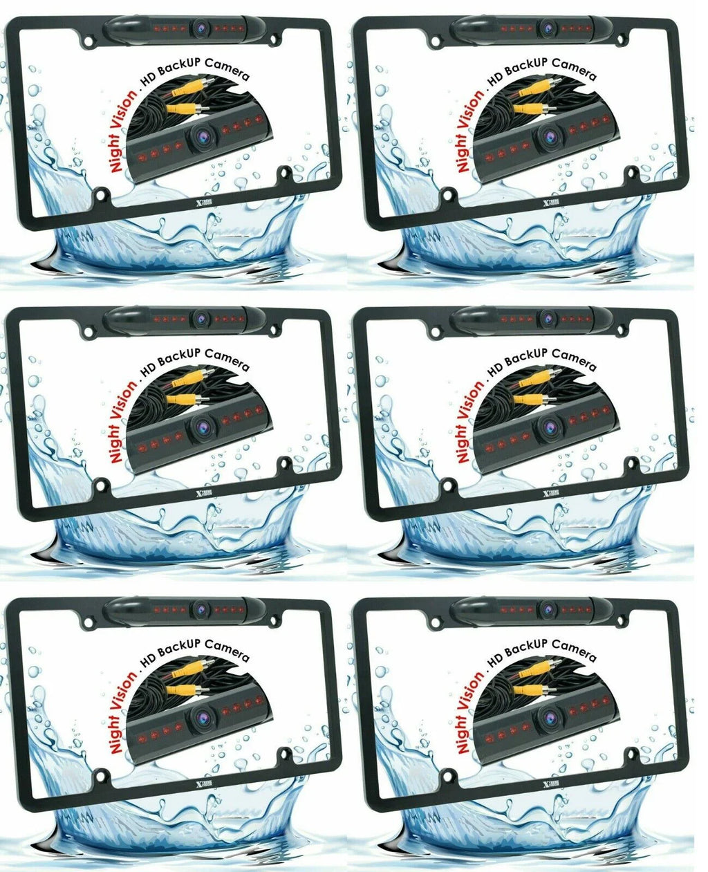 Backup View Rear Plate Wide Waterproof License Night Vision HD Camera Angle 6x Bundle