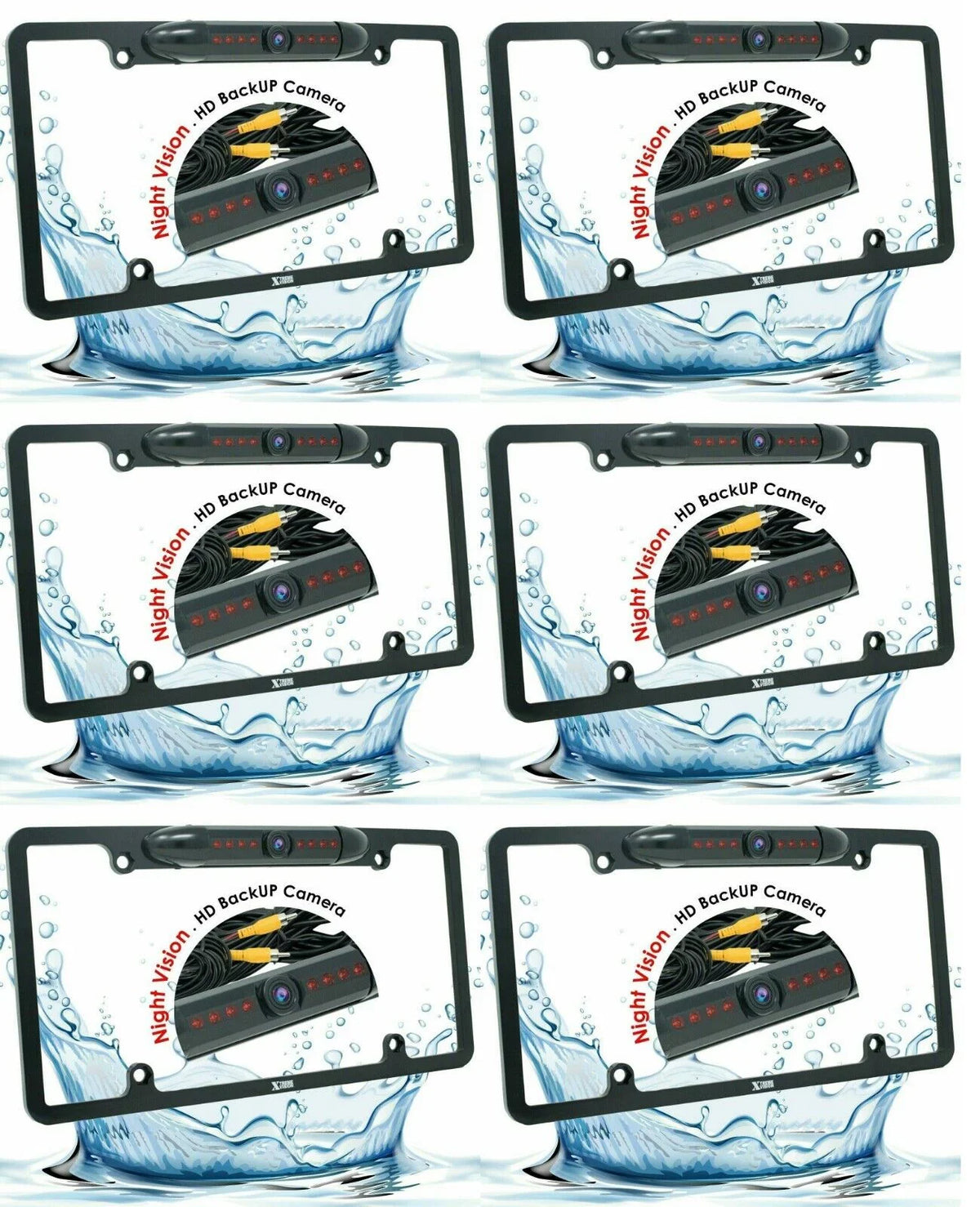 Backup View Rear Plate Wide Waterproof License Night Vision HD Camera Angle 6x Bundle