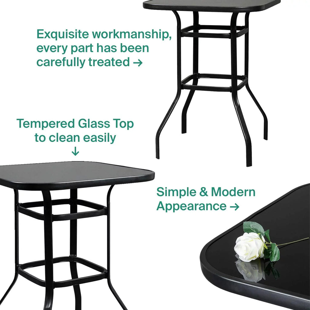 Bar Aretha Modern With Metal Finish Glass Designed Table