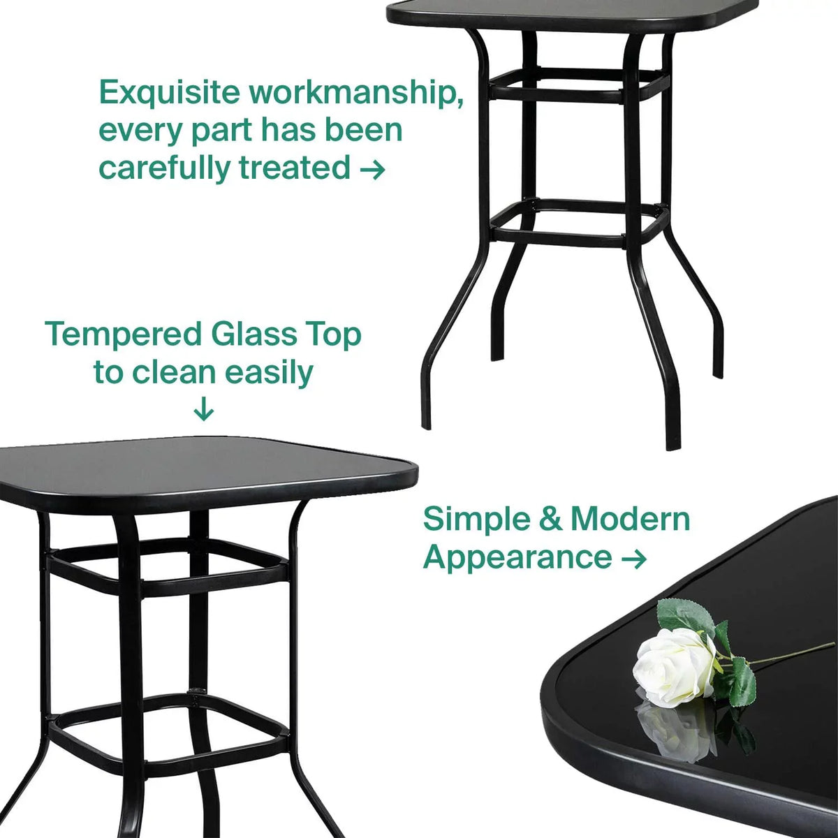 Bar Aretha Modern With Metal Finish Glass Designed Table