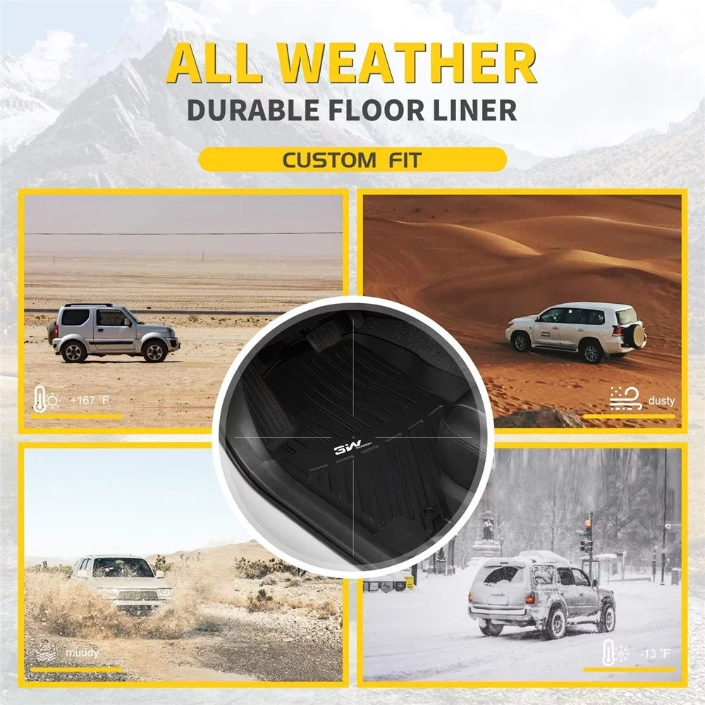 Liner Volkswagen (2018-2023),TPE Full Tiguan,1st Floor for & Tiguan Custom Volkswagen 2nd Mats for All Fit Car Floor Liners,Black 3W Row Weather Set