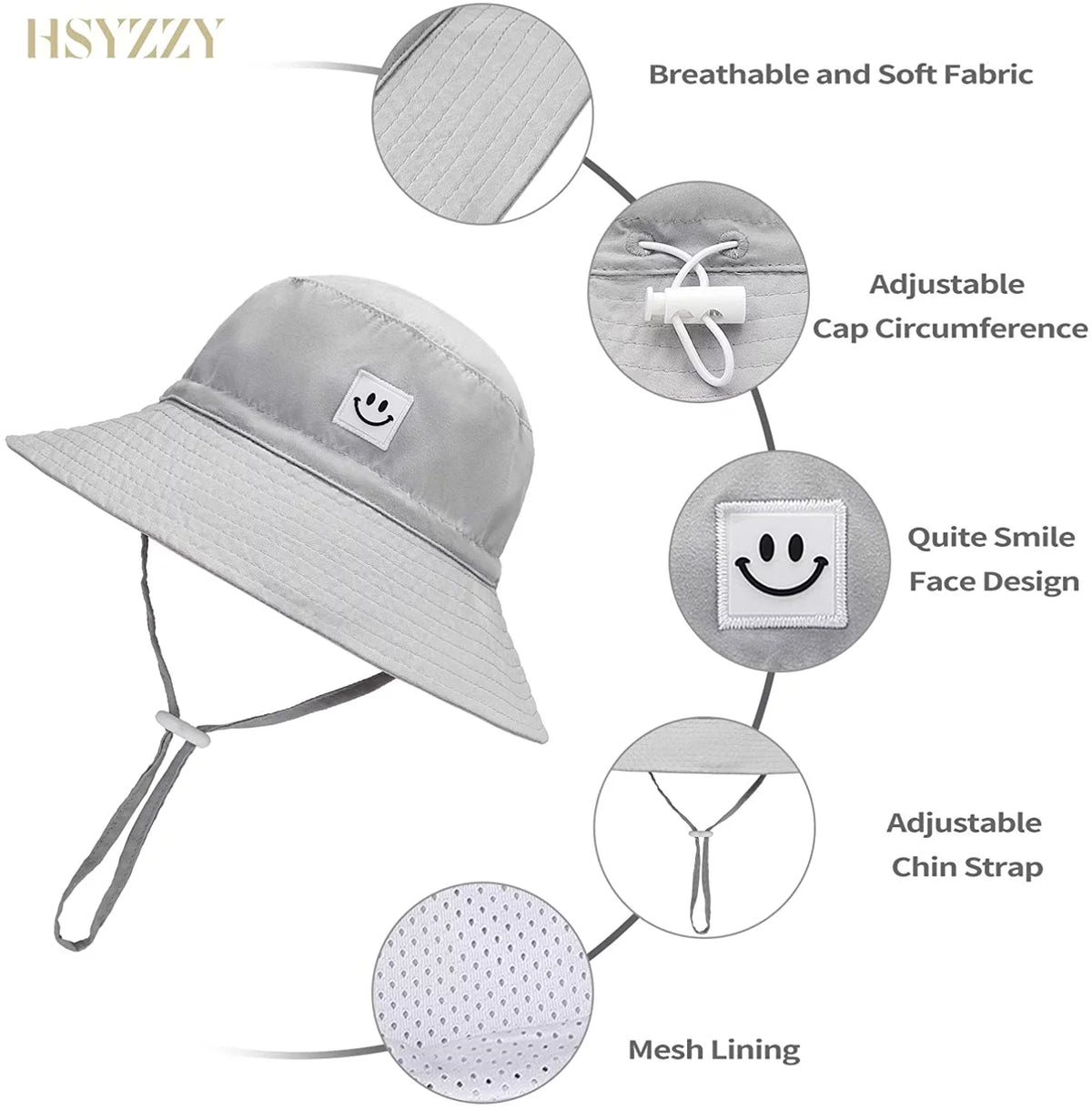 Beach Toddler hat Nice UPF Baby Protective Sun Face Sun Cap Girl for Baby Smile Bucket 50+ Adjustable boy hat Hat