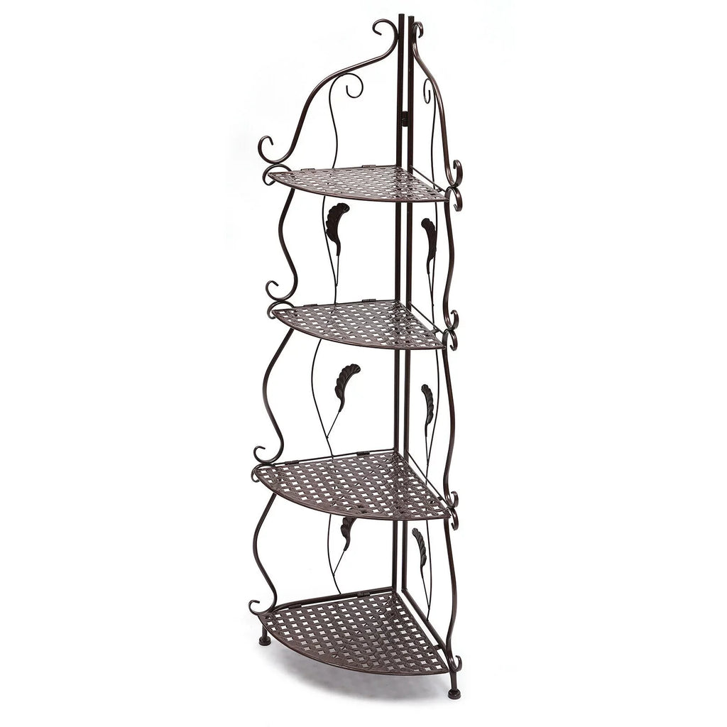 4-Tier Plant Shelf Stand Folding Balcony Storage Flower Rack Corner Pot