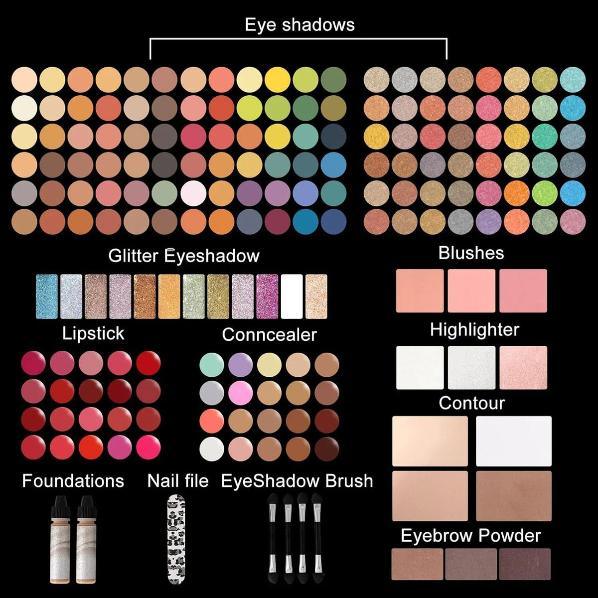 in Girls Gift - Kit,Makeup Makeup Set MISS Combination,All 187 Professional Sets for for One Makeup Makeup Kits Colors Kit Women Women ROSE Full
