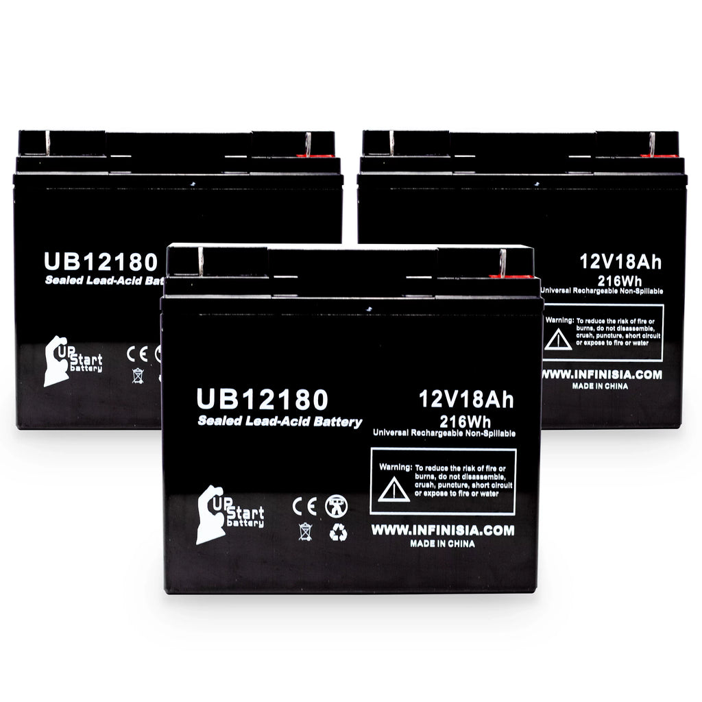 Replacement - Eagle Pack Pitcher T4 Battery Compatible (12V, Sealed Universal UB12180 18Ah, SLA) Acid 18000mAh, Lead Battery Terminal, 3x - CF12V18 AGM,