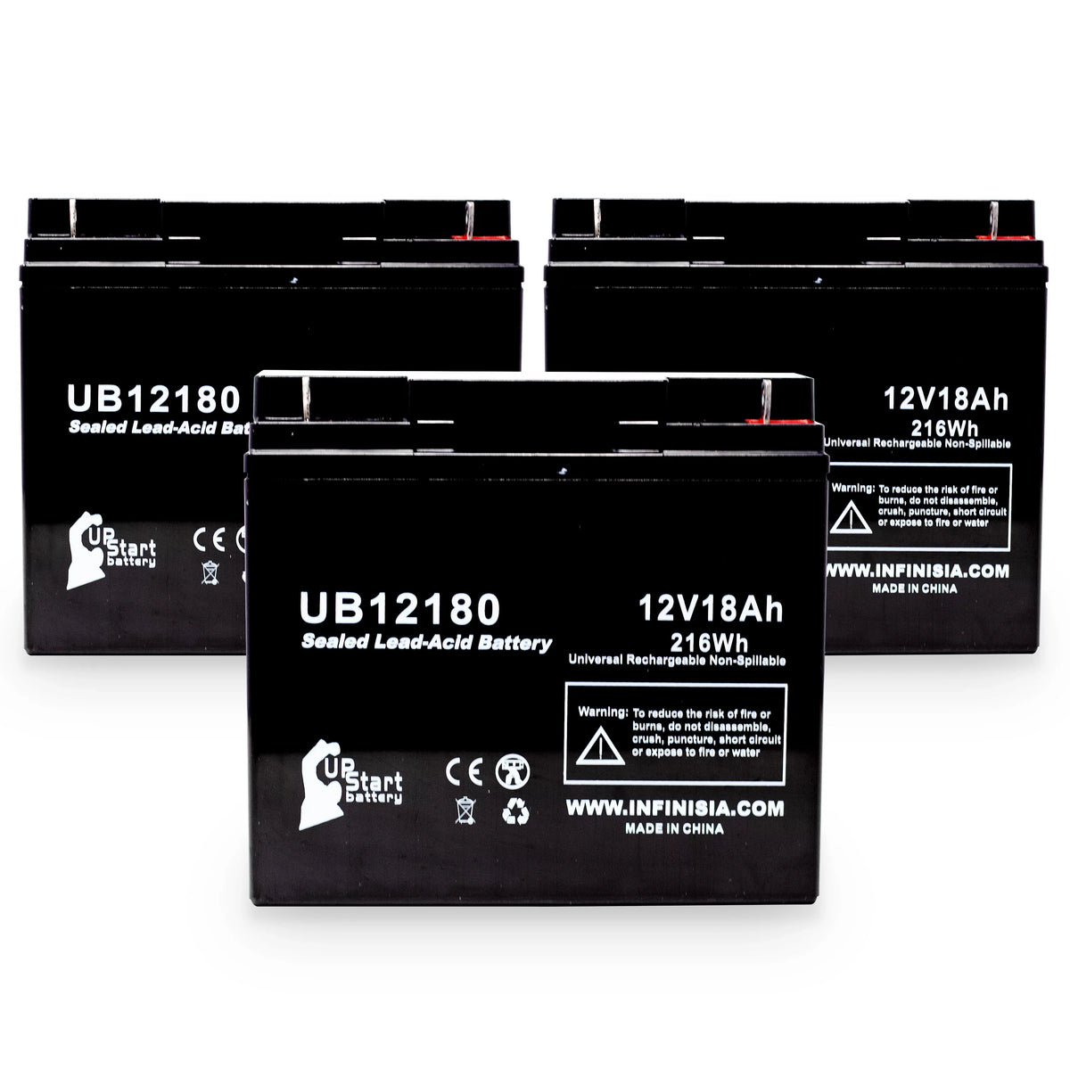 Replacement - Eagle Pack Pitcher T4 Battery Compatible (12V, Sealed Universal UB12180 18Ah, SLA) Acid 18000mAh, Lead Battery Terminal, 3x - CF12V18 AGM,