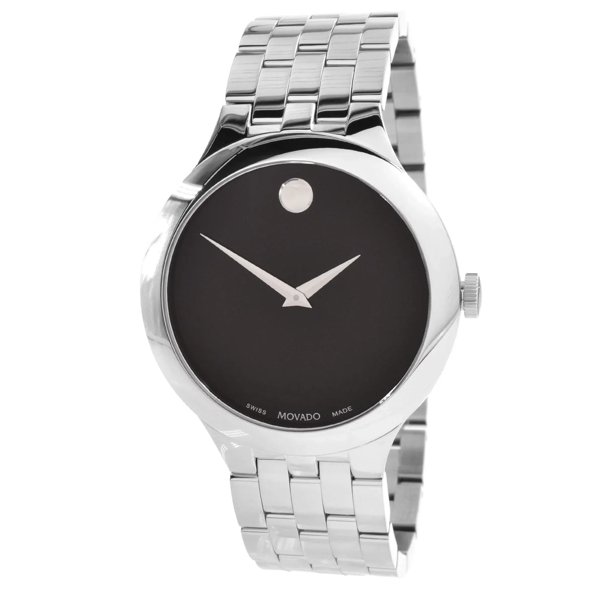 Watch 0607415 Dial Unisex Black Veturi Silver Tone Case Movado