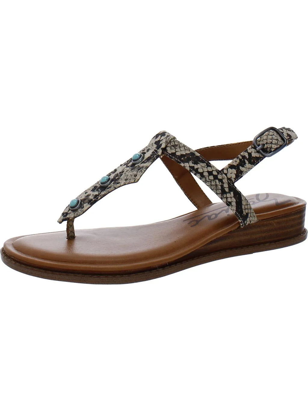 Sandals T-Strap Print Womens Zodiac Giselle Snake Beaded