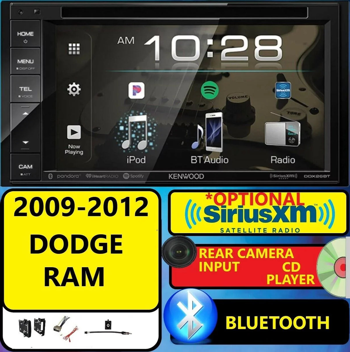 Stereo OPTIONAL SIRIUSXM Car AUX DODGE Radio RAM BLUETOOTH DVD USB 2009-2012 CD