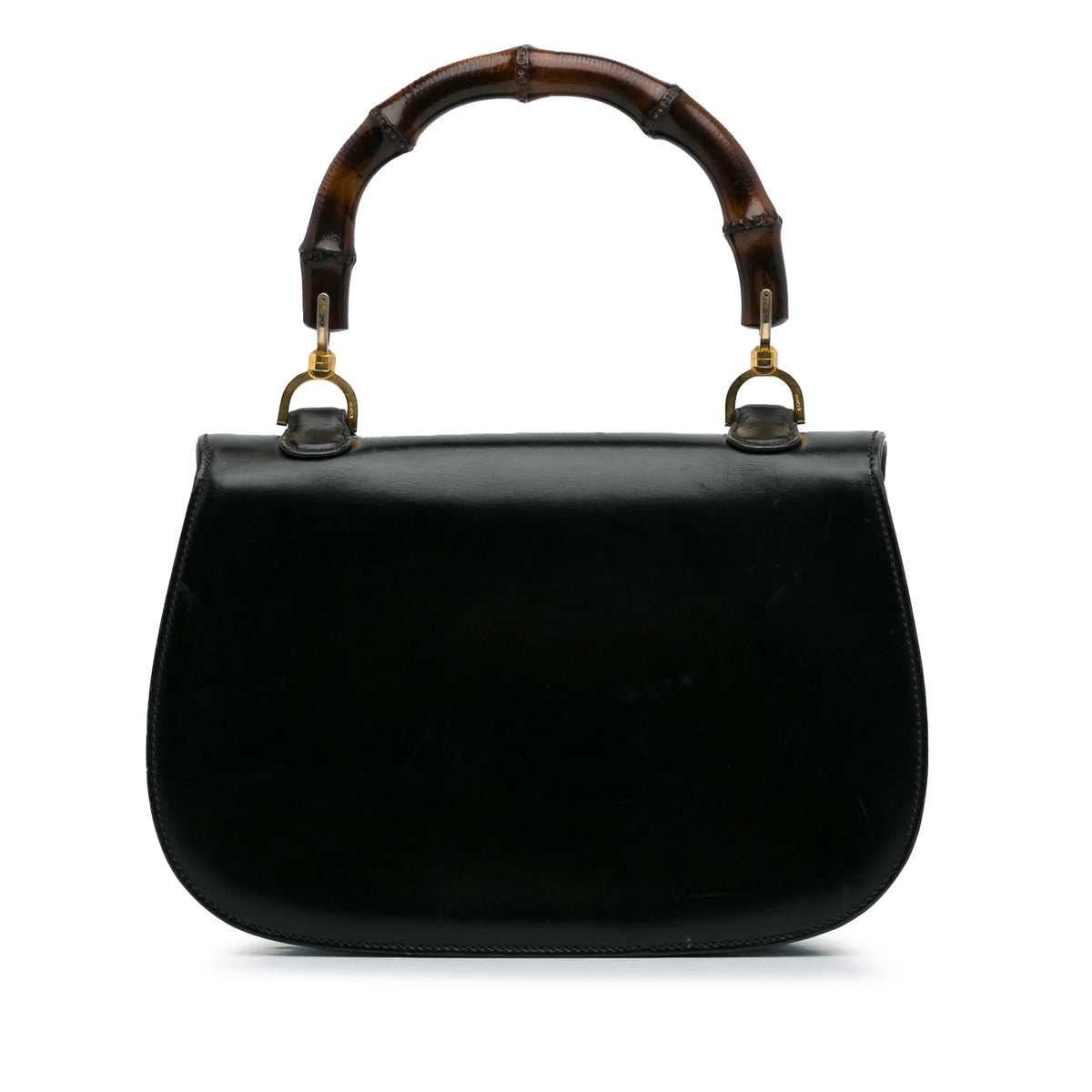 Handbag (Good) Unisex Black Bamboo Pre-Owned HandleBag Night Gucci Calf Authenticated Leather Top
