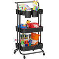 Storage Cart Black Rolling Organizer Multi-Functional with Multifunctional Office Living with for Annvchi Kitchen Wheels3-Tier, Trolley, Cart, Storage Utility Handle Storage Room Shelves