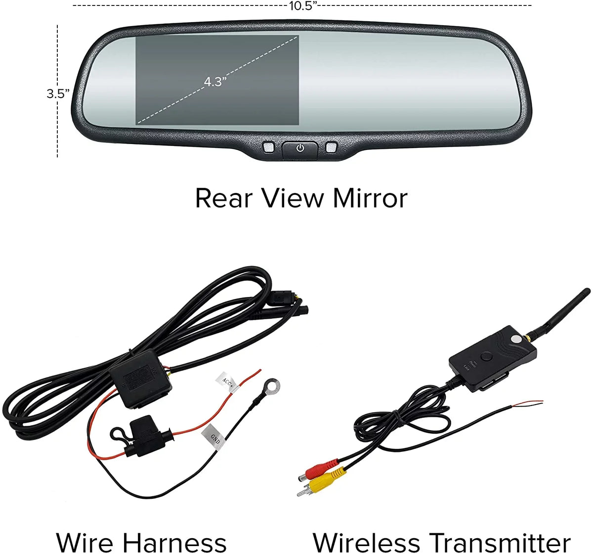 Universal Kit Waterproof OEM Cars with Wireless Master for 170° Camera Screen, Mirror Tailgaters LCD View - & 4.3” LED Fit Transmitter All Backup Rear