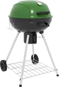 sq.in. Cooking Kettle Catcher Outdoor 21" Patio, Built-in Trolley Area, Thermometer and Barbecue with Backyard BBQ Shelf, Grill Green 360 with Wheels, Party, Charcoal for Ash