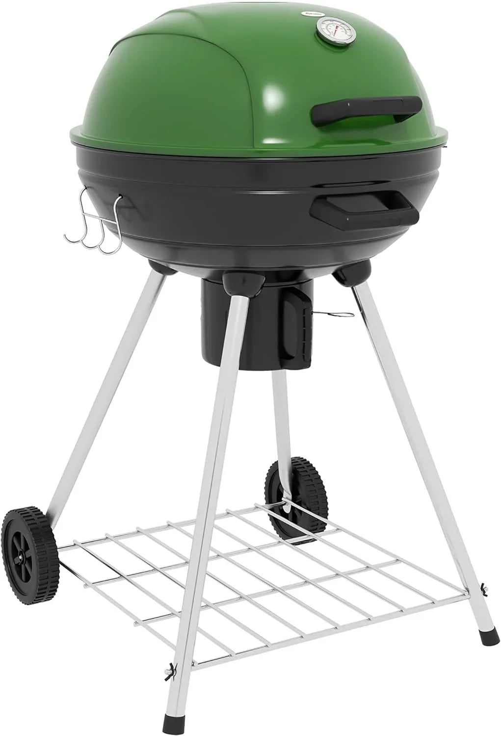 sq.in. Cooking Kettle Catcher Outdoor 21" Patio, Built-in Trolley Area, Thermometer and Barbecue with Backyard BBQ Shelf, Grill Green 360 with Wheels, Party, Charcoal for Ash