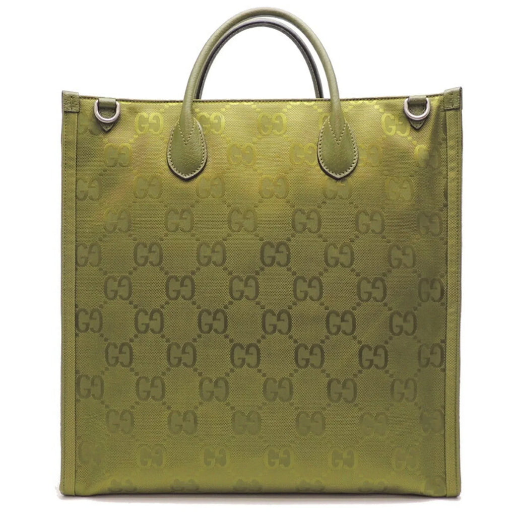 Only) Off The Forest Recycled Lining Grid Gucci Bag GG Tote (Day Green 696043 Medium Nylon (Good) Pre-Owned Ladies