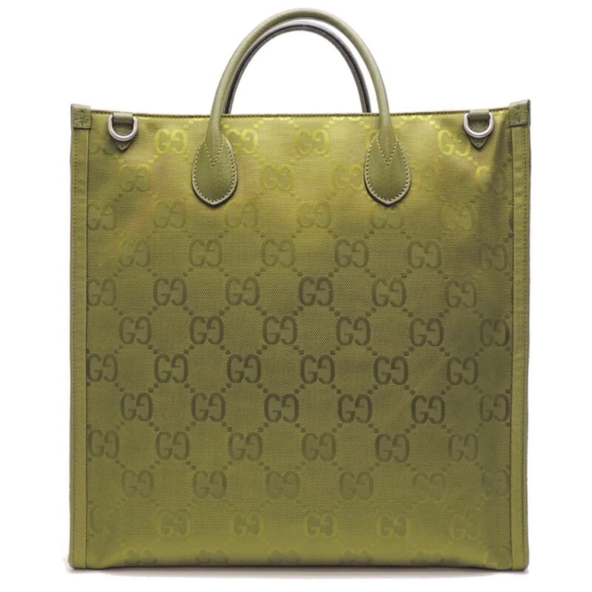 Only) Off The Forest Recycled Lining Grid Gucci Bag GG Tote (Day Green 696043 Medium Nylon (Good) Pre-Owned Ladies