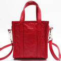 (Good) Red Bag Shopper Pre-Owned Bazaar Leather Handbag Silver XXS Shoulder Ladies BALENCIAGA