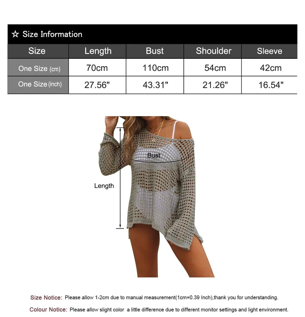 Swimwear for Crochet Summer Mesh Shermie Beach Up Bathing Up Cover Sleeve Long Cover 2023 Women Suit Swimsuit