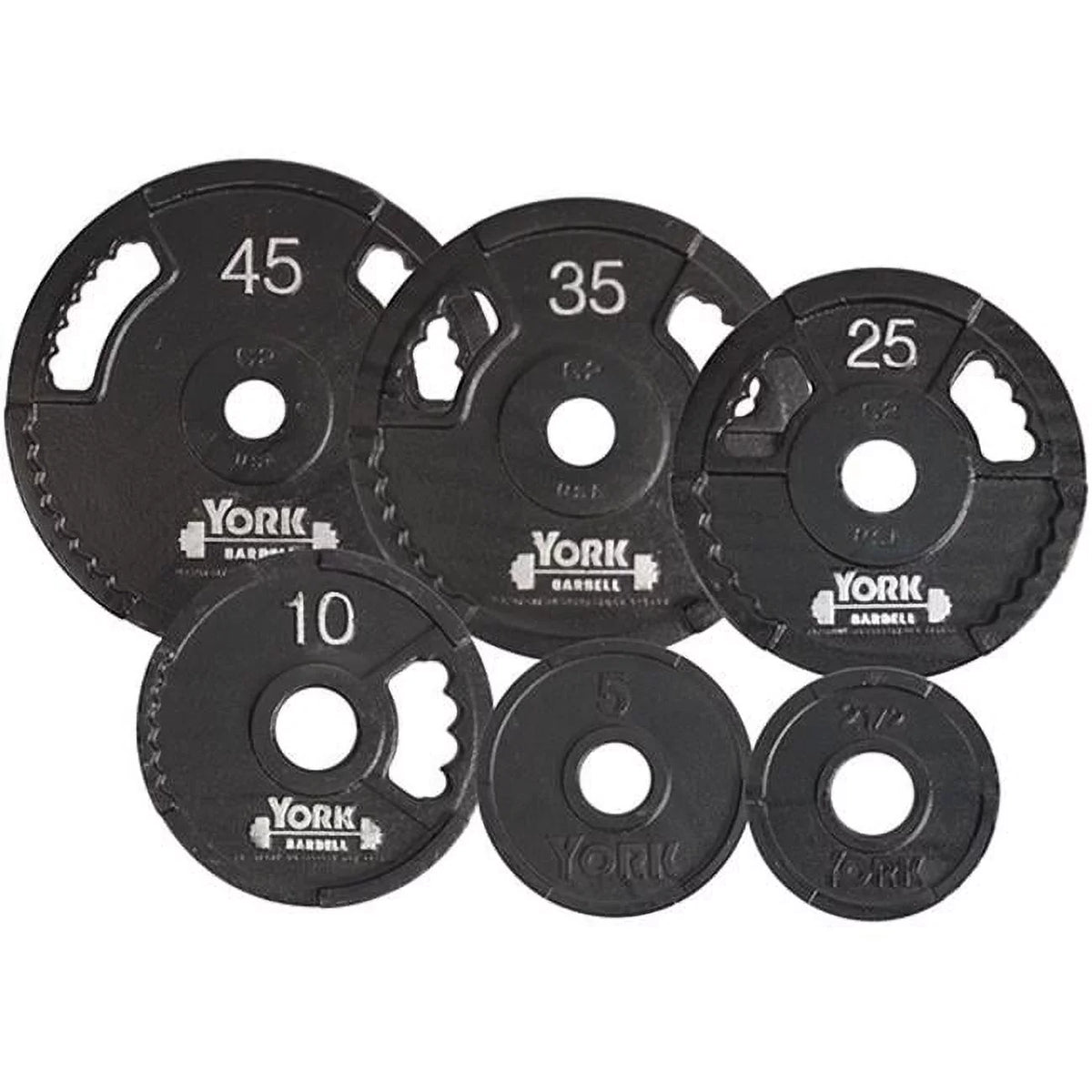 lbs Dual Plate, Iron - Barbell 7423 Thin G2 Black 25 Grip Olympic York Cast Line