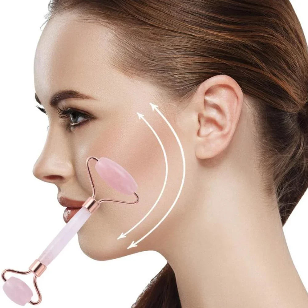 Massager Quartz Skin Care Jade Lines Tools, and Body Roller Roller, Wrinkles Facial Roller, for Relaxing Eyes, Sha Gua Relieve Face Rose Face, Fine Muscle Beauty Neck, and