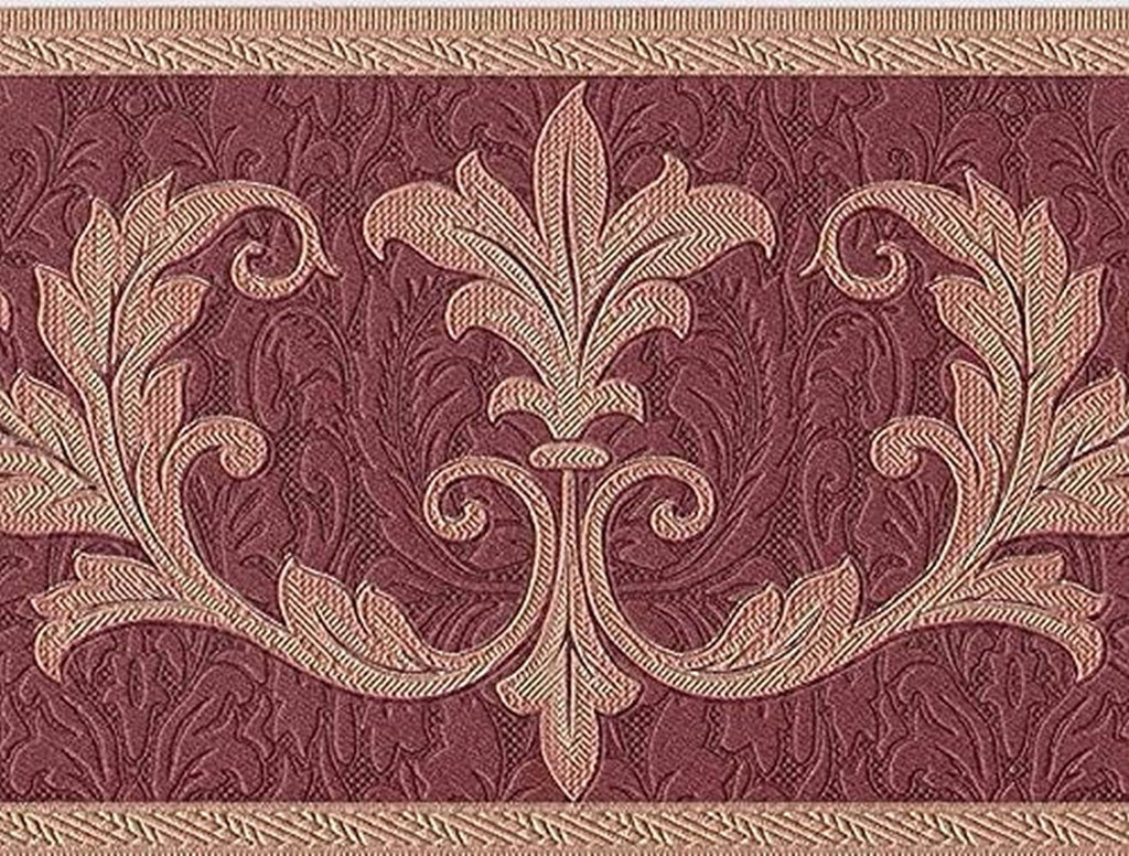 for Red Bedroom, by Gold Inches Living Wallcoverings 15 Wallpaper Feet Victorian Bronze, Style Pattern Leaves 7 Border Room 30150 Damask Concord