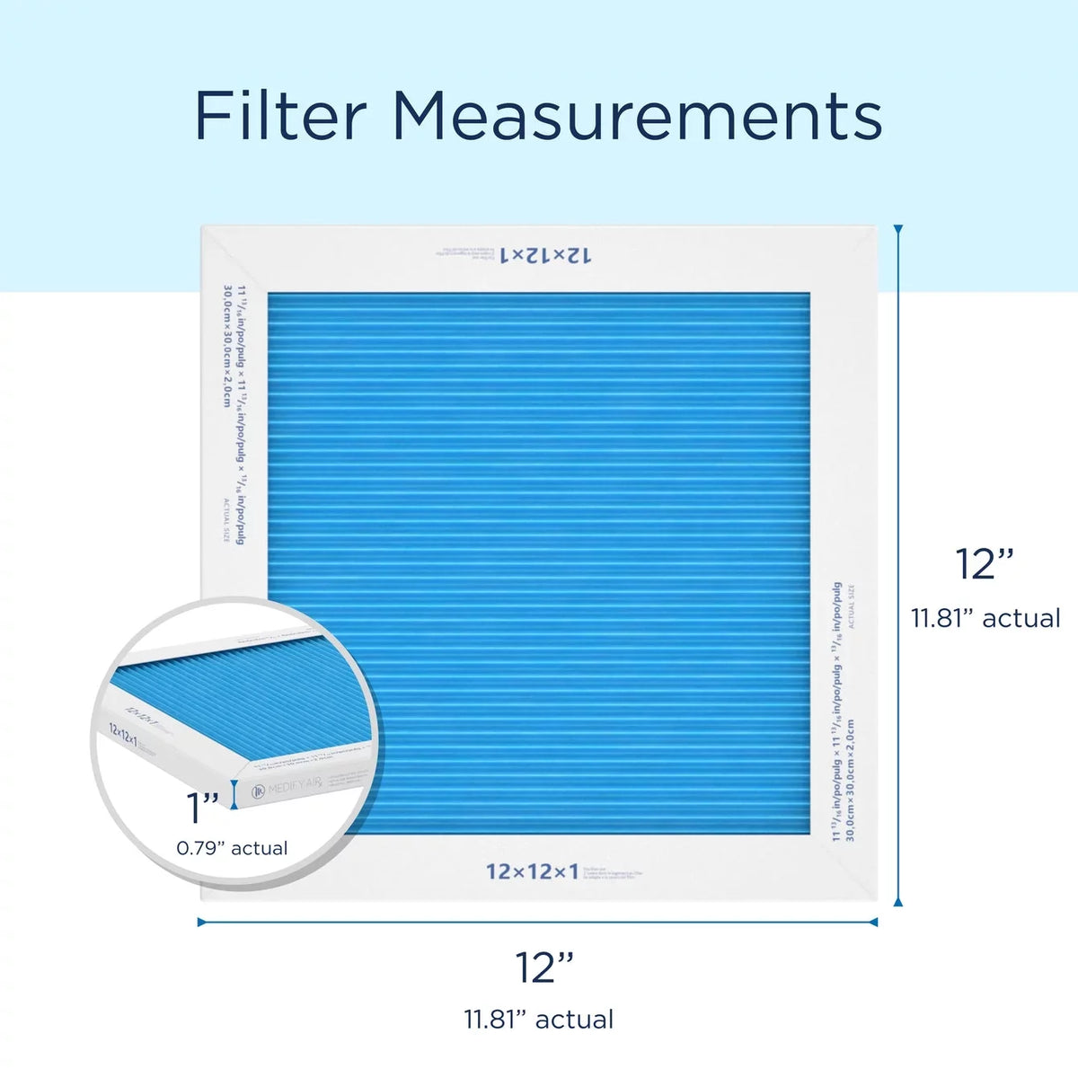 Particles Filter 12x12x1 Pleated (MERV Air HEPA Cleaning 14, Medify 95% Air 2-Pack)