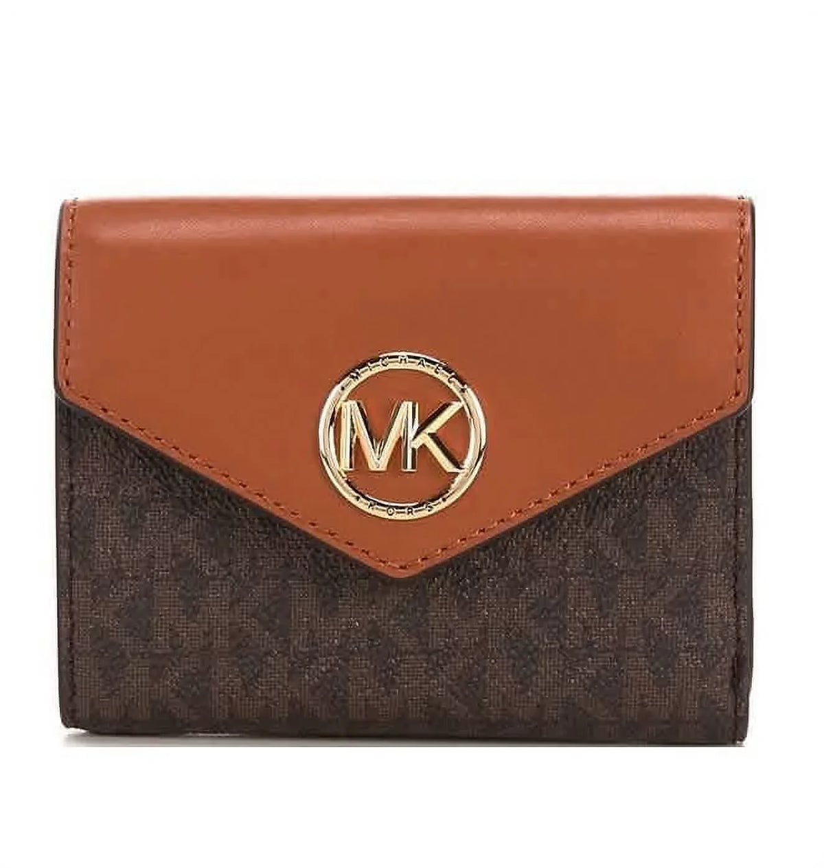 Medium Ladies - Brown/Acorn Wallet Michael Logo Envelope Carmen Tri-Fold Kors Signature
